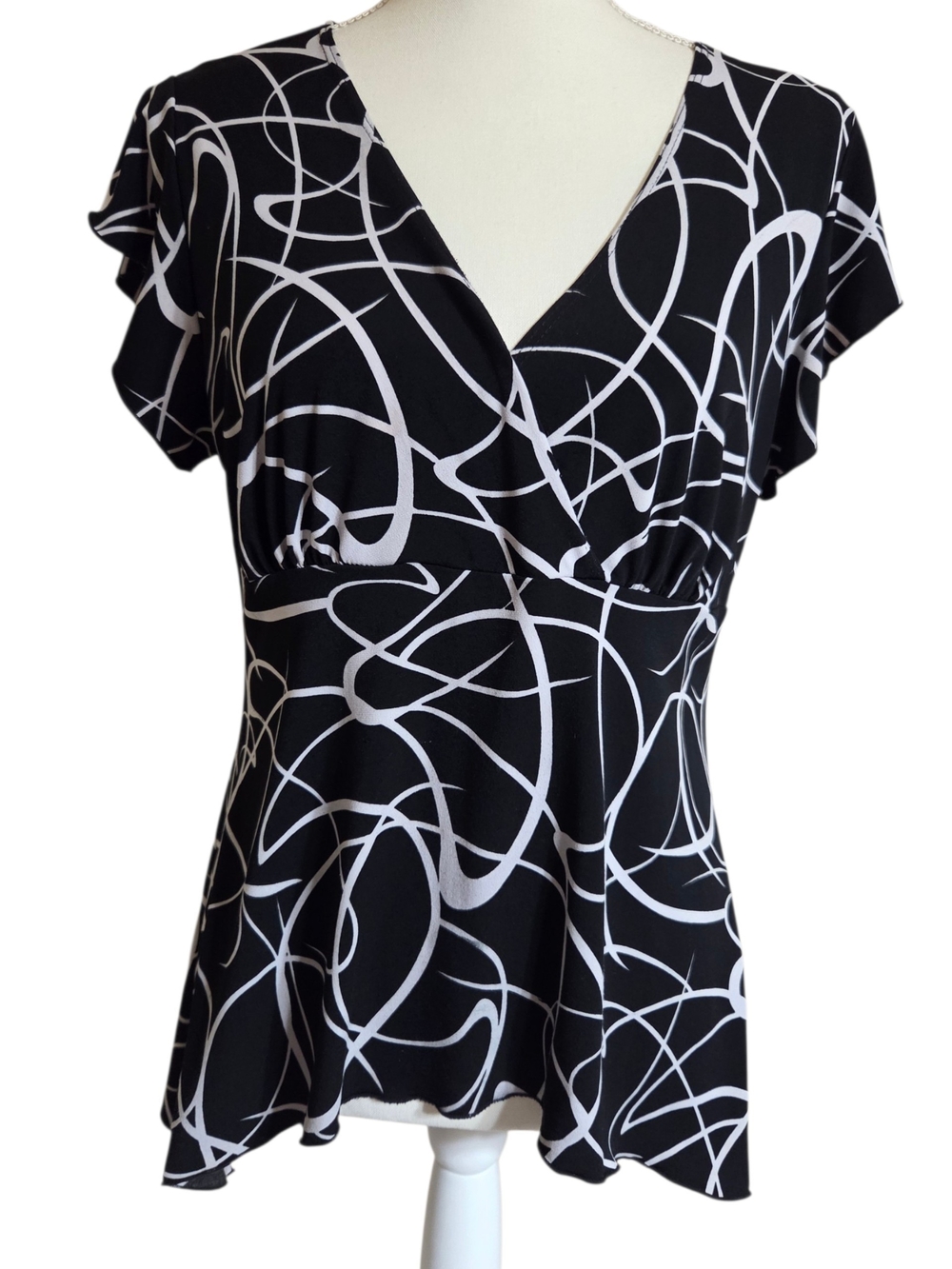 Black & White Abstract Print Top